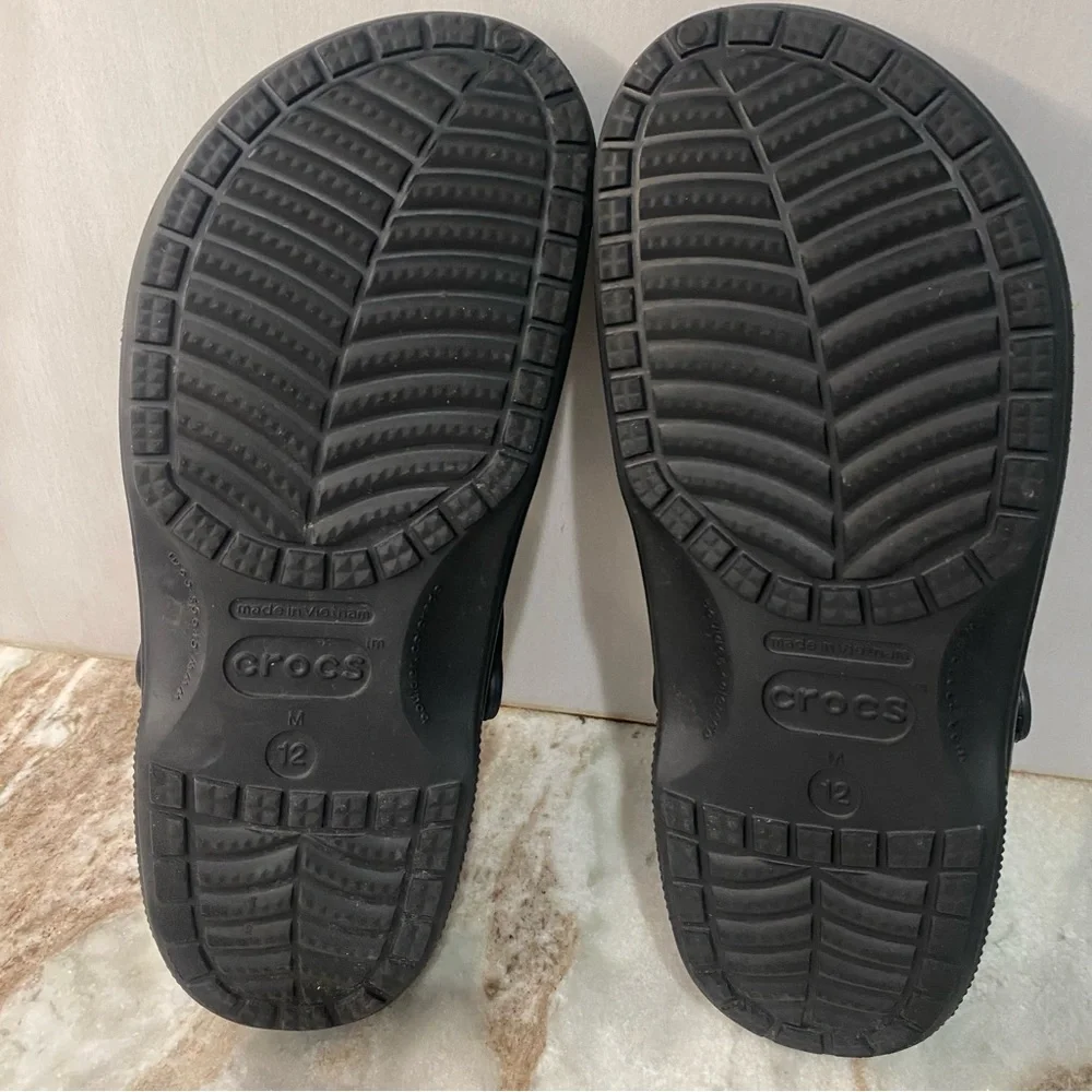 CROCS Men's 12 Baya Lined Clog Black Fleece Faux Fur EUC Dual Comfort - Picture 8 of 9